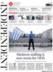 The Independent () Newspaper Front Page for 20 June 2015