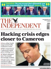 The Independent () Newspaper Front Page for 20 July 2011
