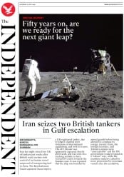 The Independent () Newspaper Front Page for 20 July 2019