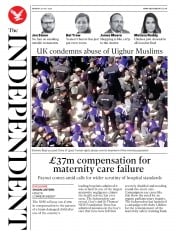The Independent () Newspaper Front Page for 20 July 2020