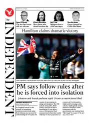 The Independent () Newspaper Front Page for 20 July 2021