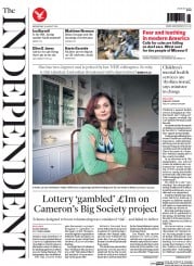 The Independent () Newspaper Front Page for 20 August 2014