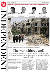 The Independent () Newspaper Front Page for 20 September 2016