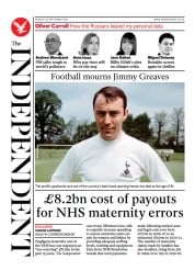 The Independent () Newspaper Front Page for 20 September 2021
