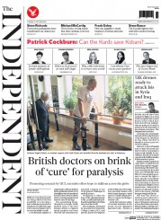 The Independent () Newspaper Front Page for 21 October 2014