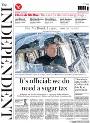 The Independent () Newspaper Front Page for 21 October 2015