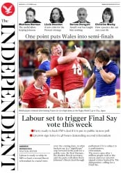 The Independent () Newspaper Front Page for 21 October 2019