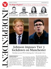 The Independent () Newspaper Front Page for 21 October 2020