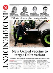 The Independent () Newspaper Front Page for 21 October 2021