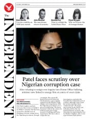 The Independent () Newspaper Front Page for 21 November 2020