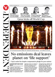 The Independent () Newspaper Front Page for 21 November 2022