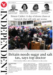 The Independent () Newspaper Front Page for 21 December 2018