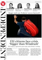 The Independent () Newspaper Front Page for 21 January 2019