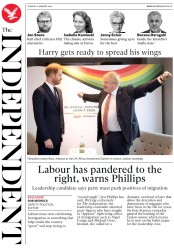 The Independent () Newspaper Front Page for 21 January 2020