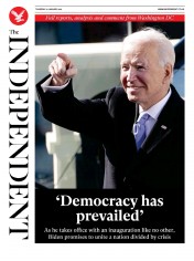 The Independent () Newspaper Front Page for 21 January 2021