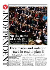 The Independent () Newspaper Front Page for 21 January 2022