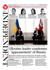The Independent () Newspaper Front Page for 21 February 2022