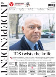The Independent () Newspaper Front Page for 21 March 2016