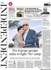 The Independent () Newspaper Front Page for 21 May 2015