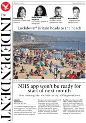 The Independent () Newspaper Front Page for 21 May 2020