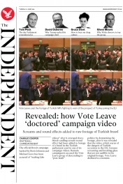The Independent () Newspaper Front Page for 21 June 2016