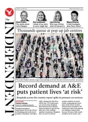 The Independent () Newspaper Front Page for 21 June 2021