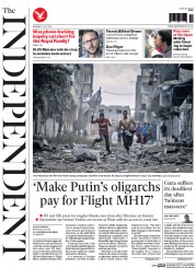 The Independent () Newspaper Front Page for 21 July 2014