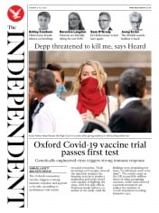 The Independent () Newspaper Front Page for 21 July 2020