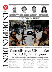 The Independent () Newspaper Front Page for 21 August 2021