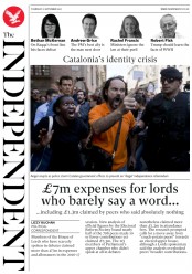 The Independent () Newspaper Front Page for 21 September 2017