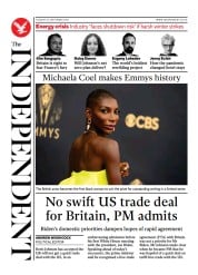 The Independent () Newspaper Front Page for 21 September 2021