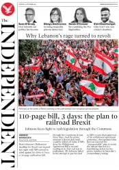 The Independent () Newspaper Front Page for 22 October 2019