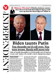 The Independent () Newspaper Front Page for 22 February 2023