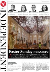 The Independent () Newspaper Front Page for 22 April 2019