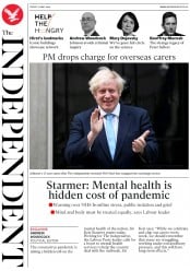 The Independent () Newspaper Front Page for 22 May 2020