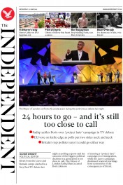 The Independent () Newspaper Front Page for 22 June 2016