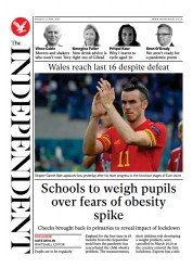 The Independent () Newspaper Front Page for 22 June 2021