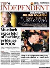 The Independent () Newspaper Front Page for 22 September 2011