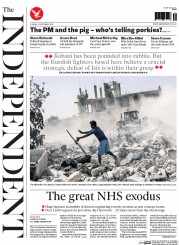 The Independent () Newspaper Front Page for 22 September 2015