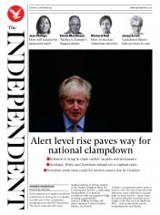The Independent () Newspaper Front Page for 22 September 2020