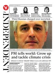 The Independent () Newspaper Front Page for 22 September 2021