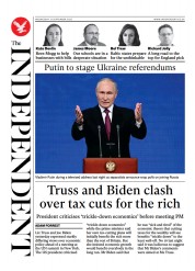 The Independent () Newspaper Front Page for 22 September 2022