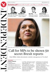 The Independent () Newspaper Front Page for 23 October 2017