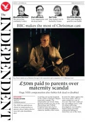 The Independent () Newspaper Front Page for 23 December 2019