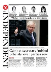 The Independent () Newspaper Front Page for 23 December 2021