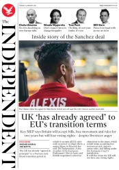 The Independent () Newspaper Front Page for 23 January 2018