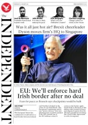 The Independent () Newspaper Front Page for 23 January 2019