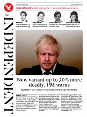 The Independent () Newspaper Front Page for 23 January 2021