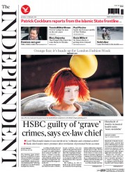 The Independent () Newspaper Front Page for 23 February 2015