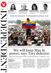 The Independent () Newspaper Front Page for 23 February 2019
